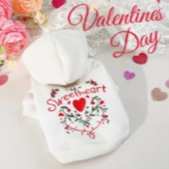 "Sweetheart" Dog Hoodie - Cozy Pet Sweatshirt with Heart & FloraL Design Size S - Picture 6 of 10